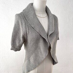 Audrey & Grace Gray 100% Cotton Ruffle Collar Cardigan 70s Cottage Romantic Boho